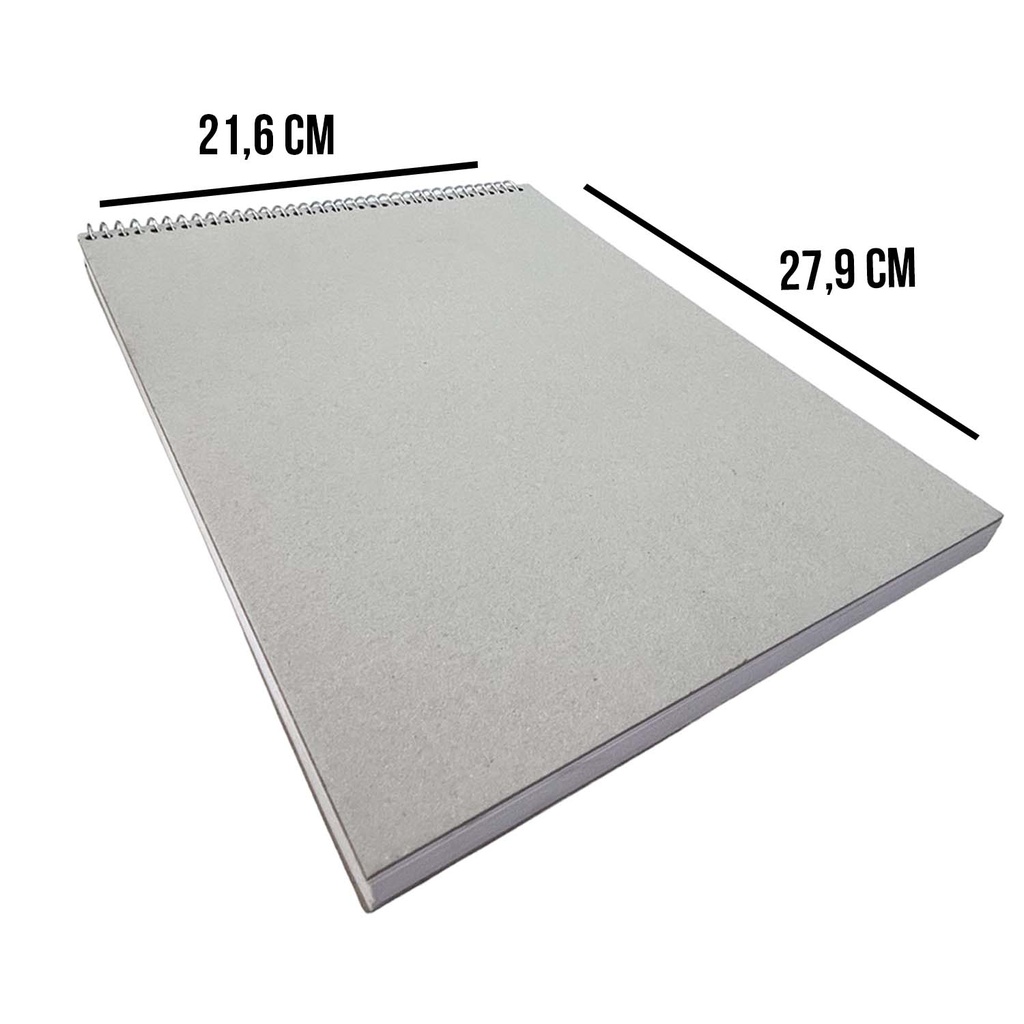 Croquera Papel Bond Tapa Gris 21.6x27.9cm (Carta) 100hj