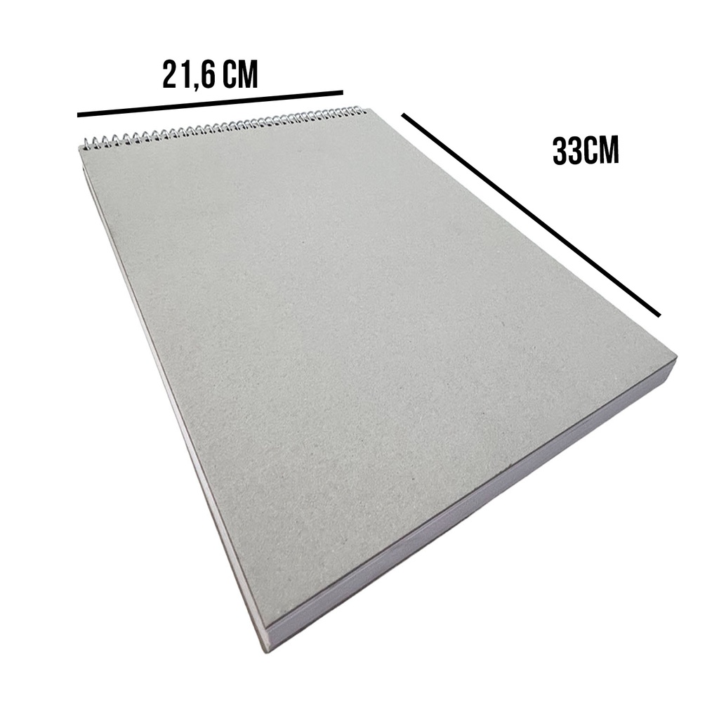 Croquera Papel Bond Tapa Gris Block 21.6x33cm (Oficio) 100hj