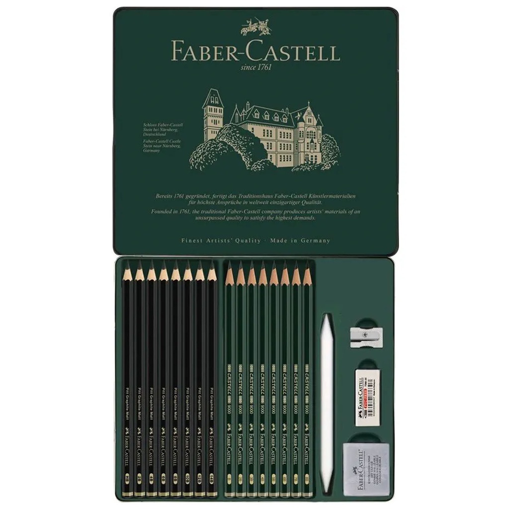 Lápices Grafito Faber-Castell Mate &amp; Castell 9000 (20 pzas)