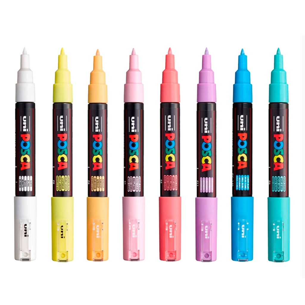 Marcador Uni Posca set 8 Colores Pastel 1M (0.7mm)