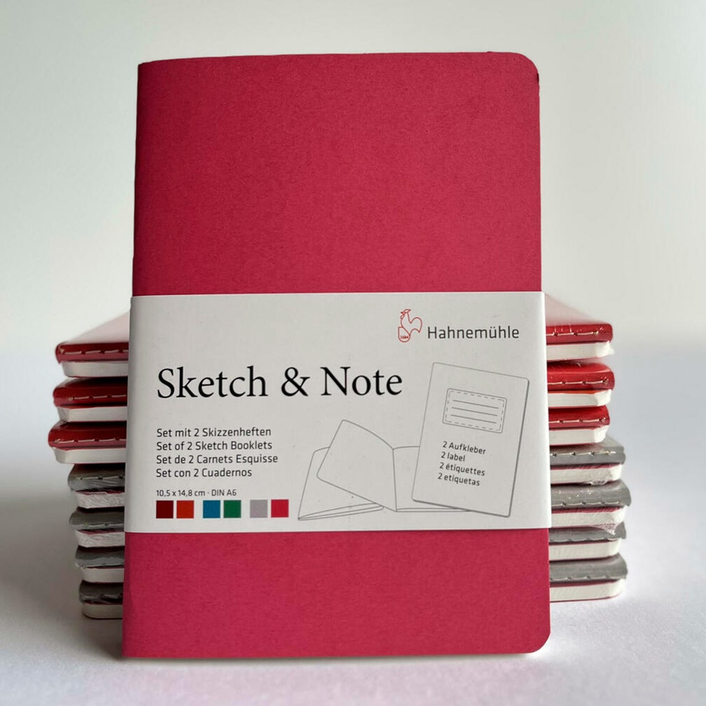 Set 2 libretas Sketch &amp; Note Hahnemühle 11x15cm A6 Magenta gris