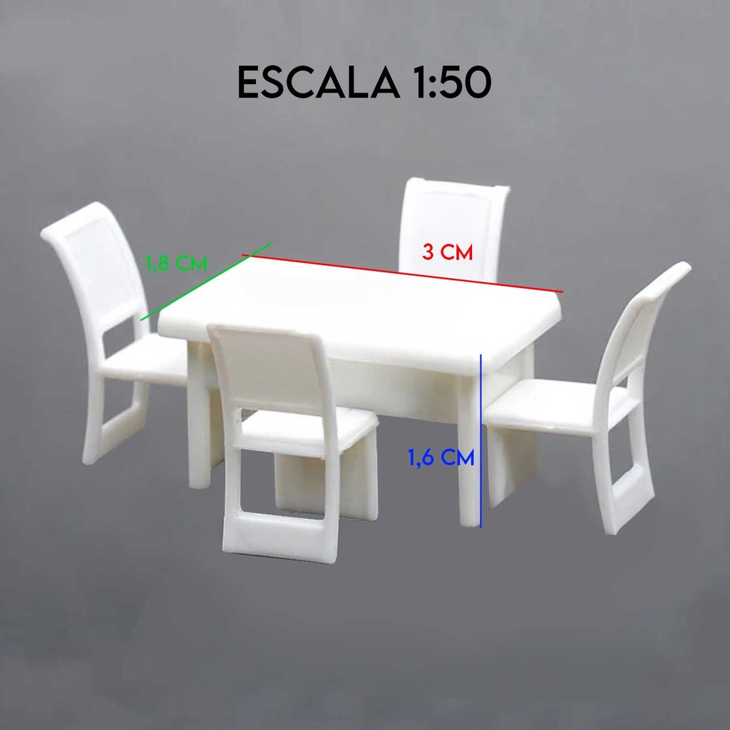 Set de Mesa + 4 Sillas Escala 1:50