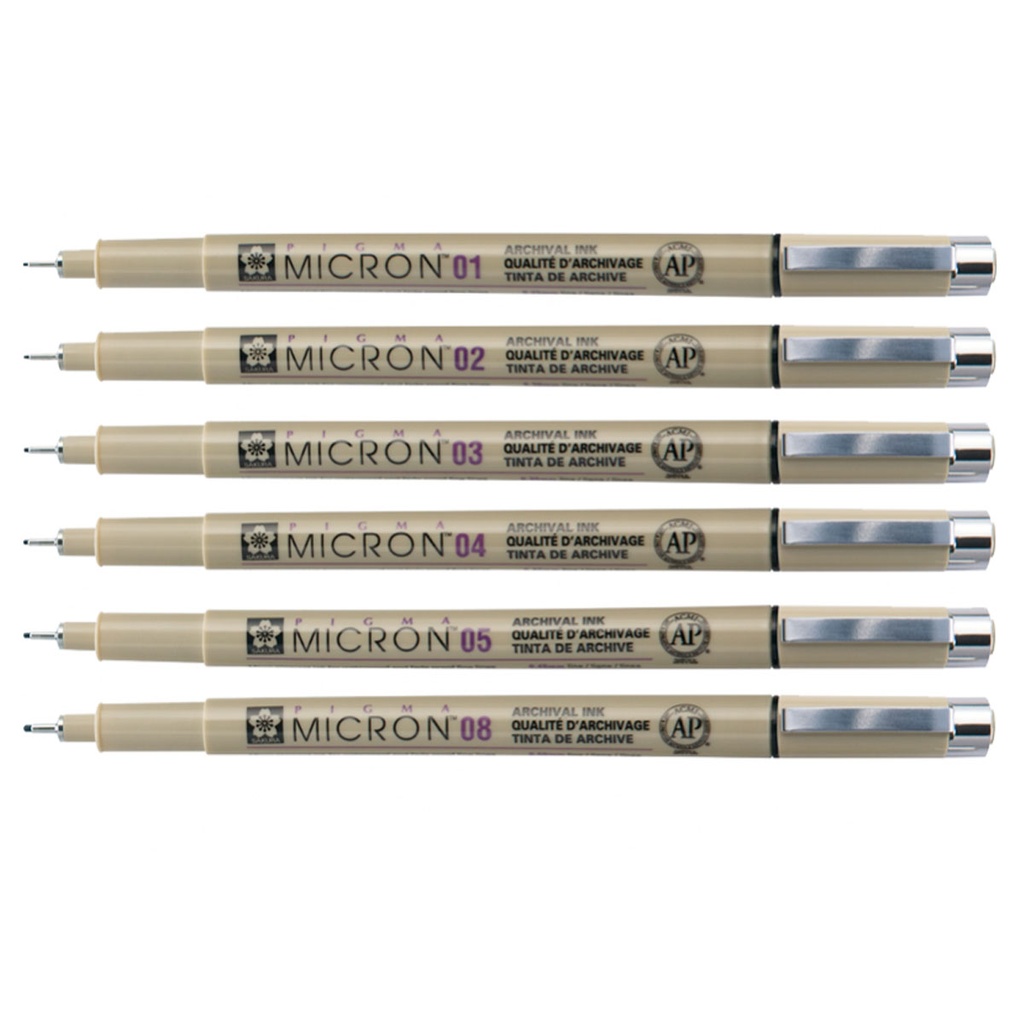 Set Pigma Micron Sakura 6 Grosores Negro