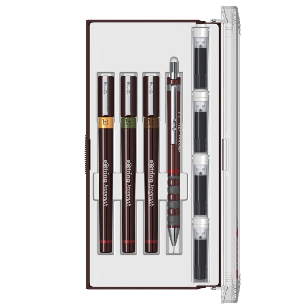 Set Tiralínea Recargable Rotring Isograph(0.2- 0.3 - 0.5mm Junior)