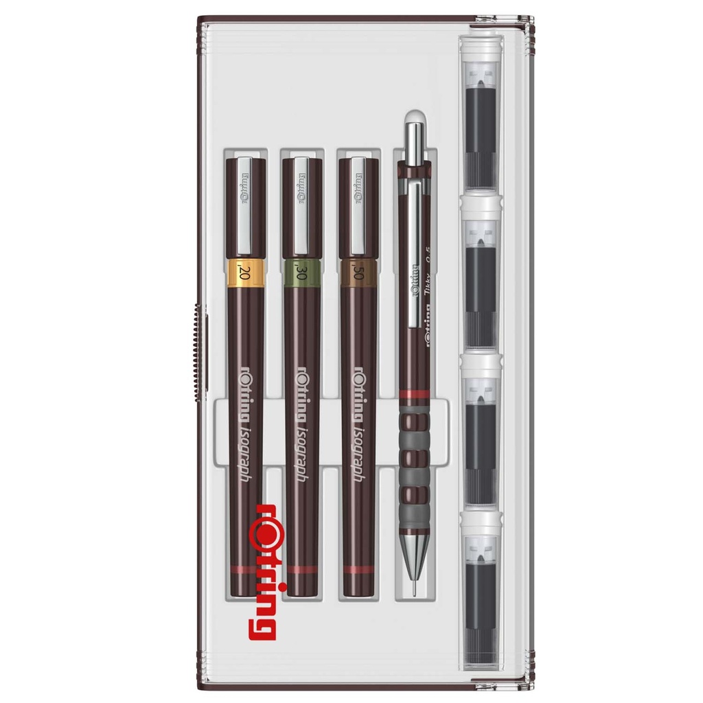 Set Tiralínea Recargable Rotring Isograph(0.2- 0.3 - 0.5mm Junior)