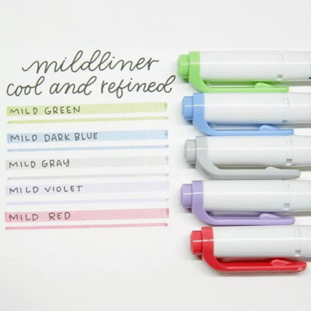 Marcadores Zebra Mildliner Doble Punta Colores Fríos 5ud