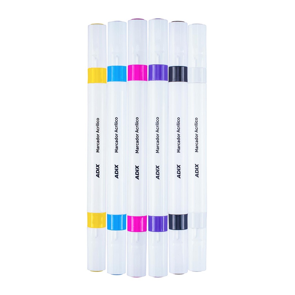 Marcadores Acrílicos Adix Punta Brush/Fina 6 Colores
