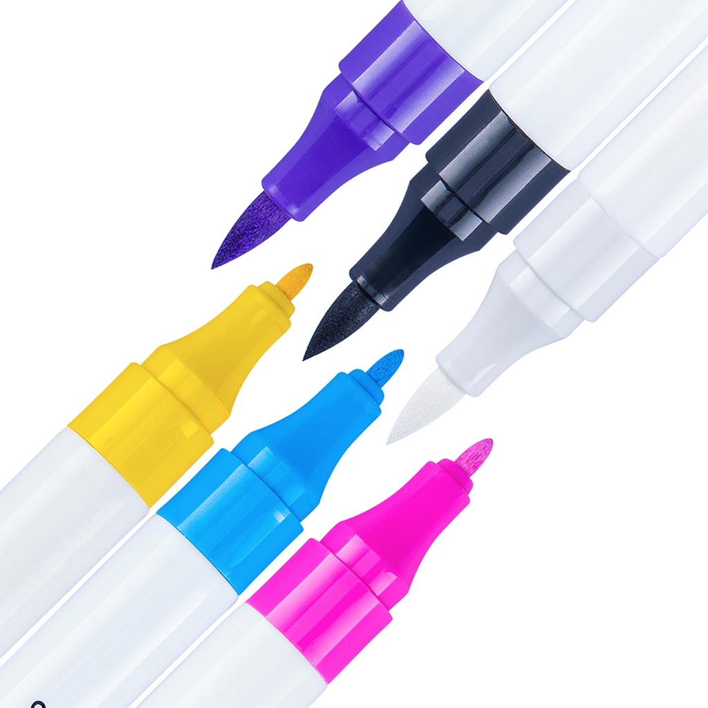 Marcadores Acrílicos Adix Punta Brush/Fina 6 Colores