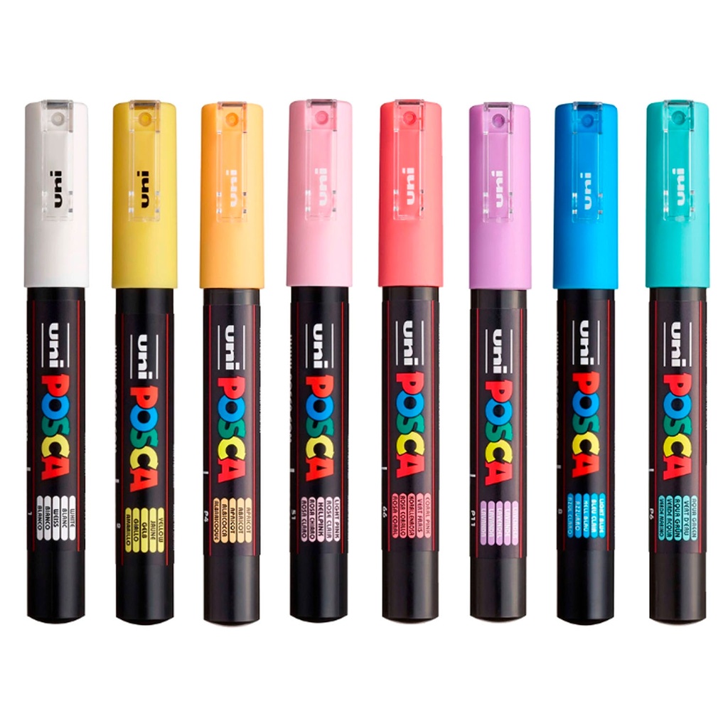 Marcador Uni Posca set 8 Colores Pastel 1M (0.7mm)