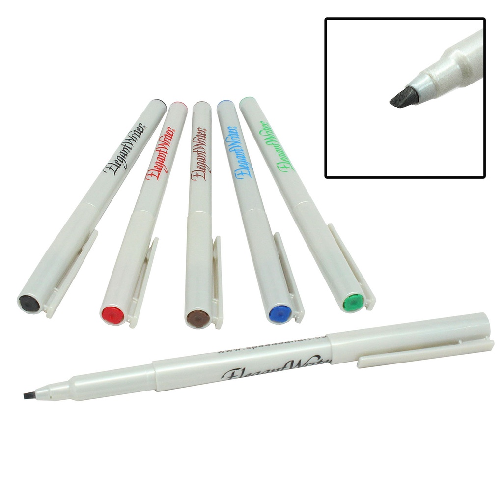 Set de 6 plumones caligráficos 2mm colores Elegant Writer