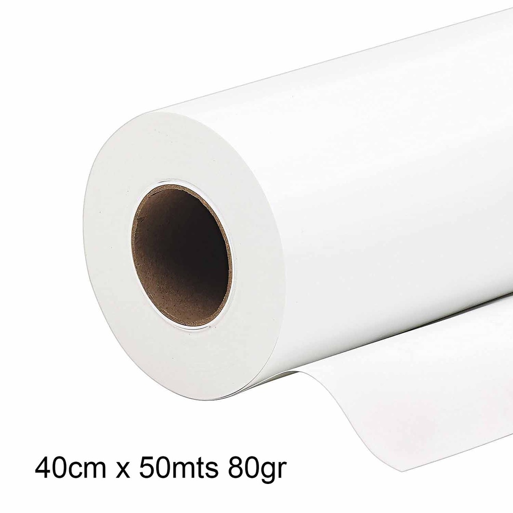 Rollo Papel Bond Plotter 40cm x 50mts 80gr