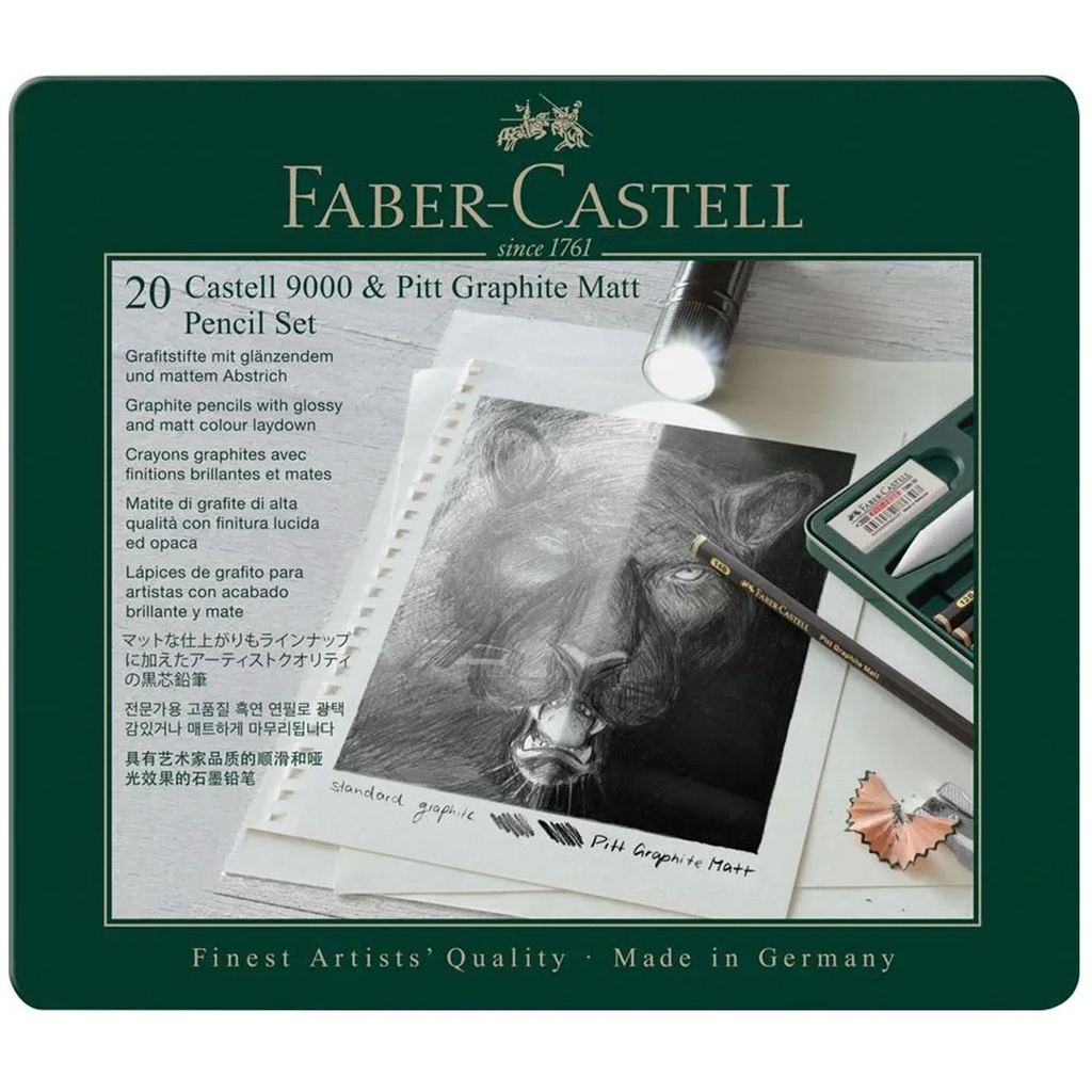 Lápices Grafito Faber-Castell Mate &amp; Castell 9000 (20 pzas)