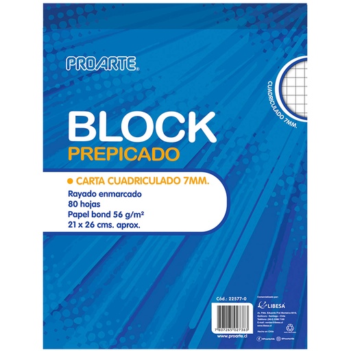 Block Prepicado Proarte Carta 7mm 80hj