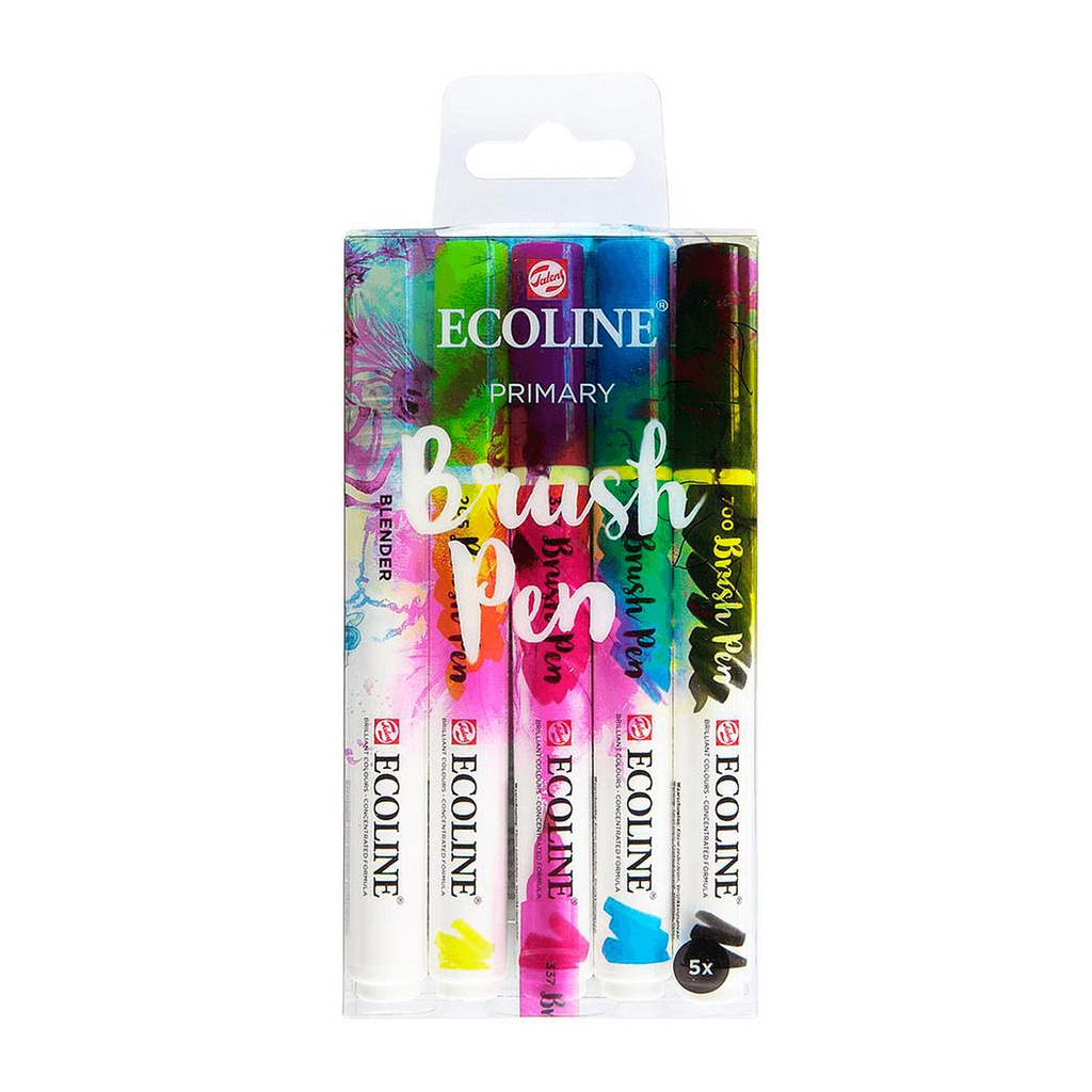 Set Plumones Punta Pincel Ecoline (5 Colores Primarios)