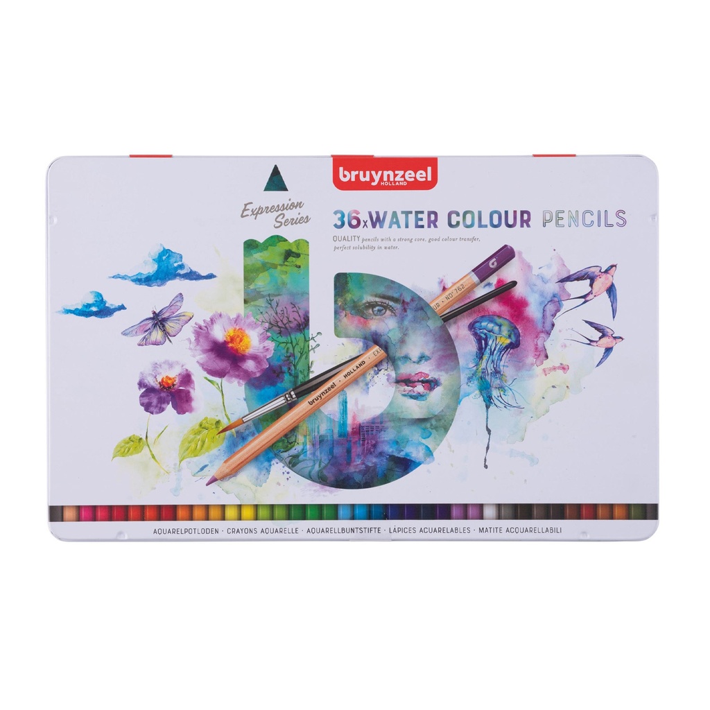 Lápices Acuarelables Bruynzeel + Pincel (36 Colores)