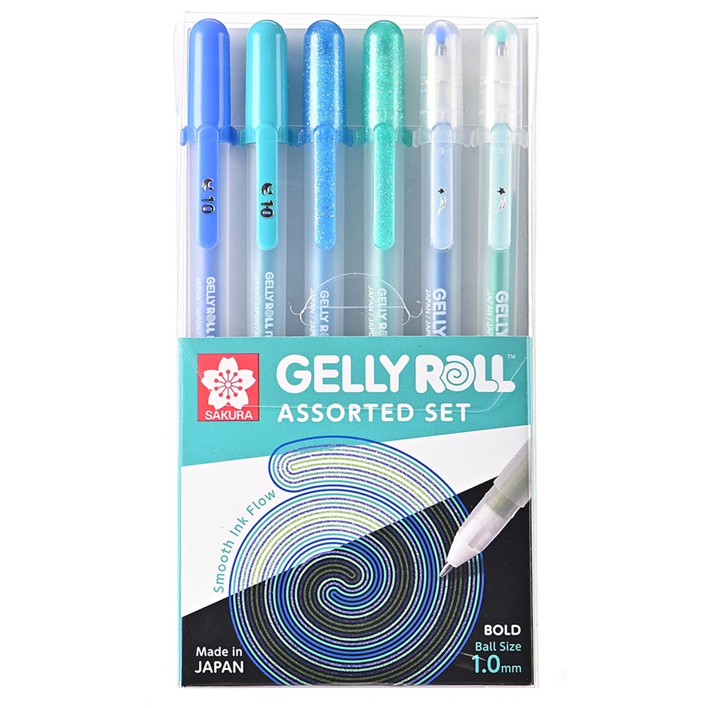 Set Lapiz Gel Gelly Roll Sakura Azules y Verdes