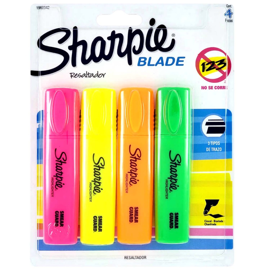 Set Destacadores Sharpie Blade 4 Colores