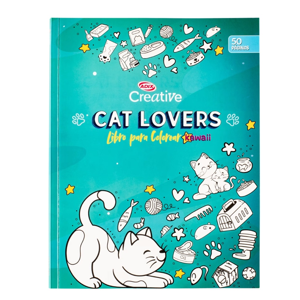 Libro para Colorear Cat Lover Kawai Adix
