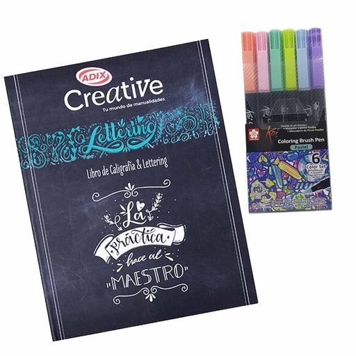 Libro de Lettering + Set 6 plumones acuarelables Koi