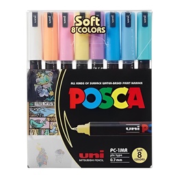 [PC1MR-181724] Marcador Uni Posca 8 Colores Pastel 1MR 0.7mm