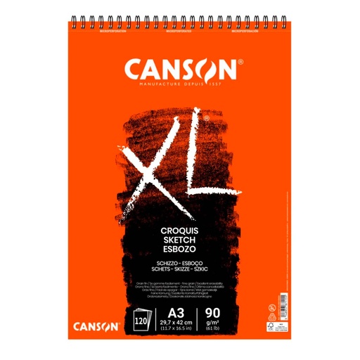Croquera Canson XL Croquis 90gr 120 hjs A3 (29.7x42cm)