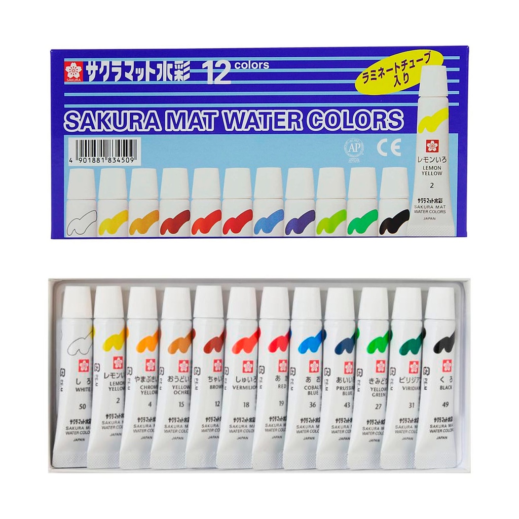 Acuarela Semi-Transparente Sakura 12 Colores 5ml