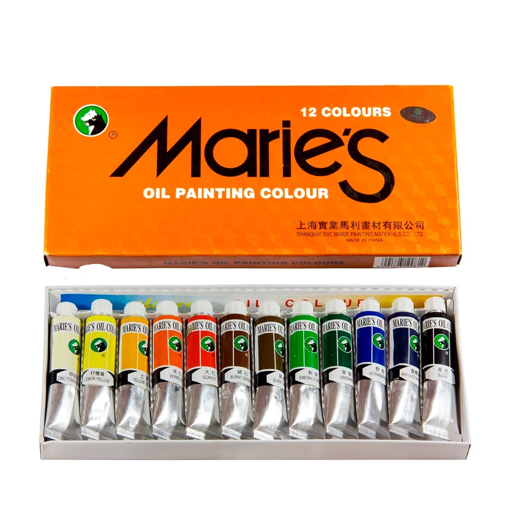Set Pinturas al Oleo en Tubos 12 Colores (12ml)