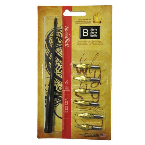 Set de plumilla caligráfica tipo "B" punta circular Speedball
