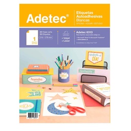 [6313] Etiqueta para Impresión Adetec Autoadhesivas Carta 25 hjs