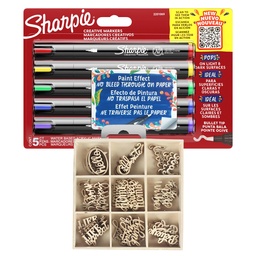 [PROMO23] 5 Marcadores Sharpie Acrílico Punta Bala + Set de Palabras en Madera